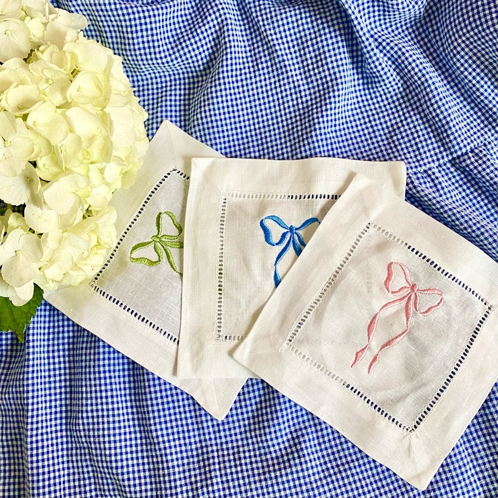 Handmade Embroidered Cocktail Napkins (4)